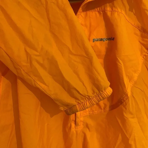 Patagonia Dragonfiy Ultralight Hiking Shell Mens S Orange Anorak Pullover 24020 - Picture 5 of 9
